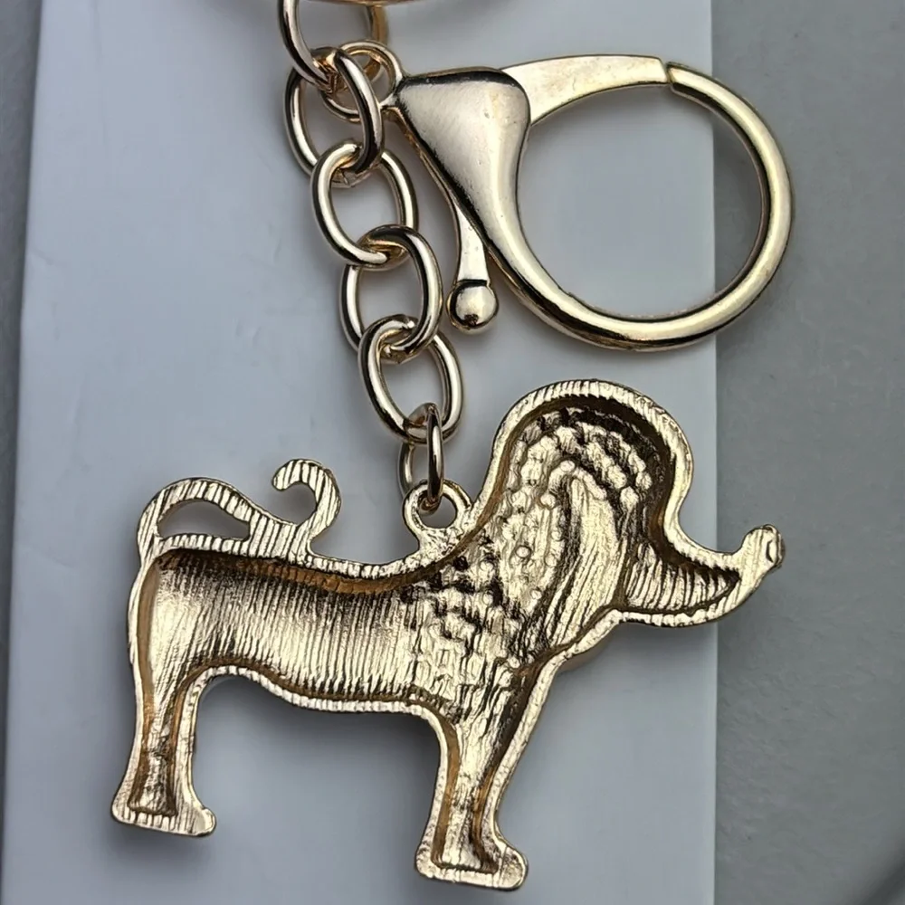 NWT White and Silver Rhinestones Accent Poodle Key Ring Holder